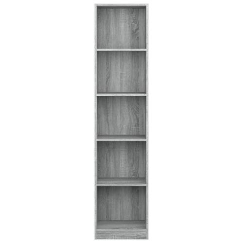 Bogreol med 5 hylder 40x24x175 cm konstrueret træ grå sonoma-eg