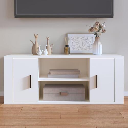 Tv-bord 100x35x40 cm konstrueret træ hvid