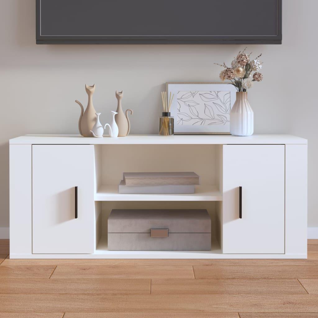 Tv-bord 100x35x40 cm konstrueret træ hvid