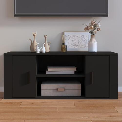 Tv-bord 100x35x40 cm konstrueret træ sort
