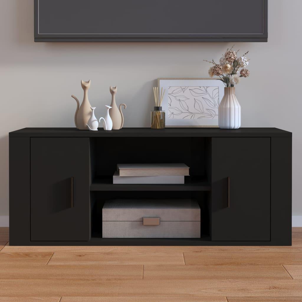 Tv-bord 100x35x40 cm konstrueret træ sort