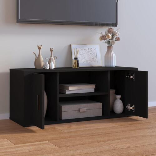 Tv-bord 100x35x40 cm konstrueret træ sort