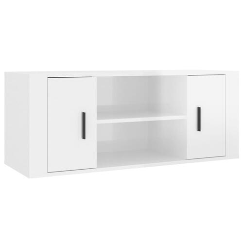 Tv-bord 100x35x40 cm konstrueret træ hvid højglans
