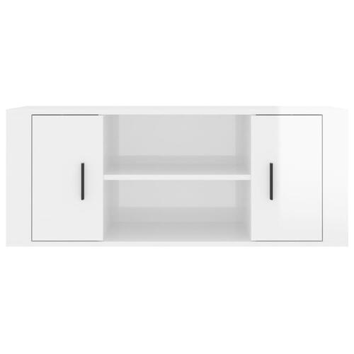 Tv-bord 100x35x40 cm konstrueret træ hvid højglans