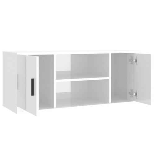 Tv-bord 100x35x40 cm konstrueret træ hvid højglans