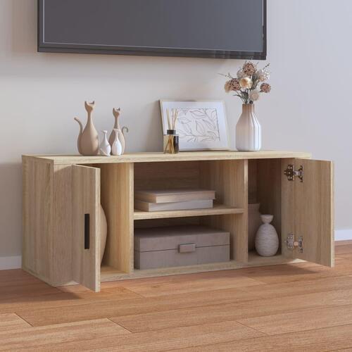 Tv-bord 100x35x40 cm konstrueret træ sonoma-eg