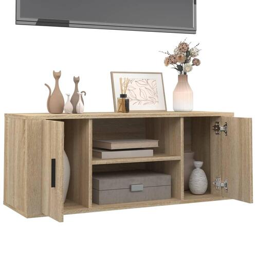 Tv-bord 100x35x40 cm konstrueret træ sonoma-eg