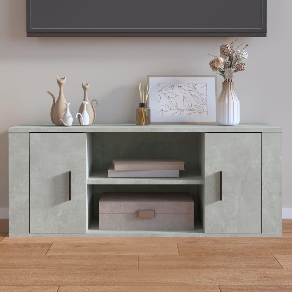 Tv-bord 100x35x40 cm konstrueret træ betongrå