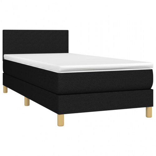 Kontinentalseng med madras 100 × 200 cm - stof, sort