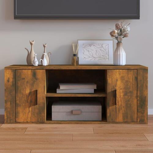 Tv-bord 100x35x40 cm konstrueret træ røget egetræsfarve