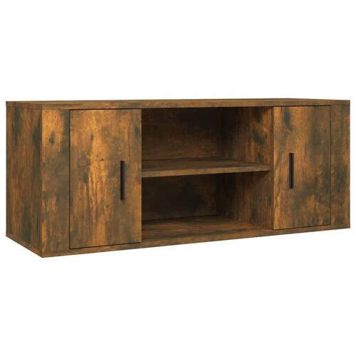 Tv-bord 100x35x40 cm konstrueret træ røget egetræsfarve