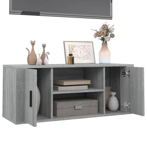 Tv-bord 100x35x40 cm konstrueret træ grå sonoma-eg