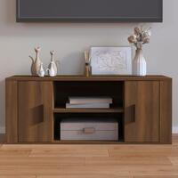 Tv-bord 100x35x40 cm konstrueret træ brun egetræsfarve