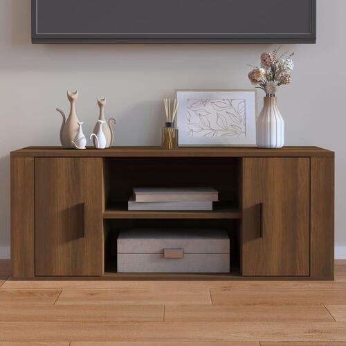 Tv-bord 100x35x40 cm konstrueret træ brun egetræsfarve