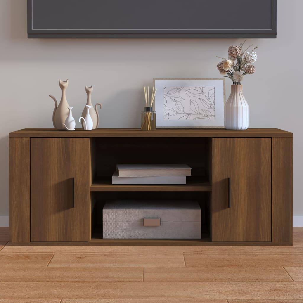 Tv-bord 100x35x40 cm konstrueret træ brun egetræsfarve