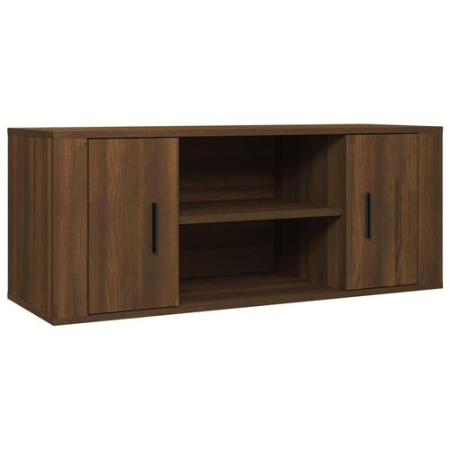 Tv-bord 100x35x40 cm konstrueret træ brun egetræsfarve