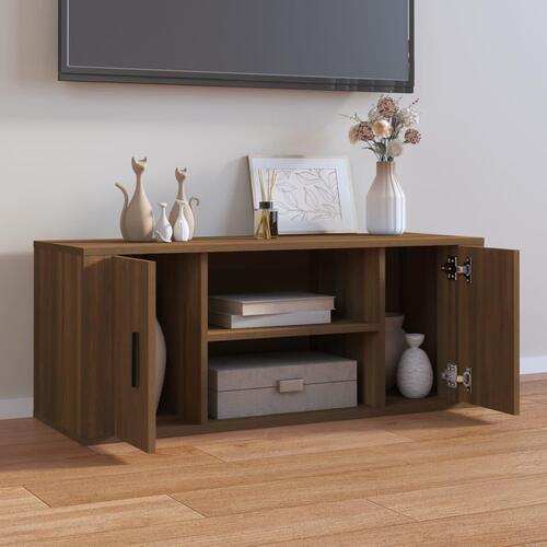 Tv-bord 100x35x40 cm konstrueret træ brun egetræsfarve