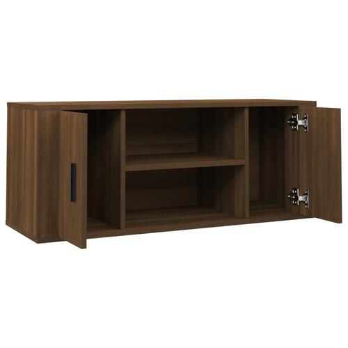 Tv-bord 100x35x40 cm konstrueret træ brun egetræsfarve