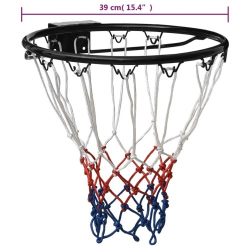 Basketkurv 39 cm i stål - sort med net