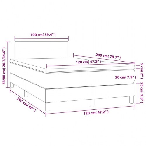 Kontinentalseng med madras 120×200 cm - stof, sort