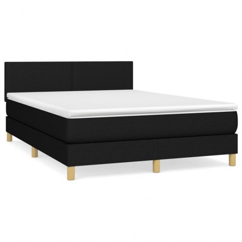 Kontinentalseng med madras 140×200 cm - stof, sort