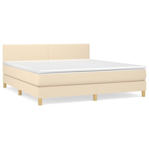 Kontinentalseng med madras 160×200 cm - stof, cremefarvet