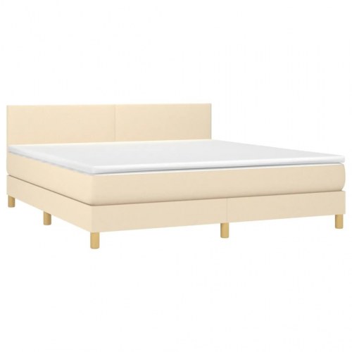 Kontinentalseng med madras 160×200 cm - stof, cremefarvet