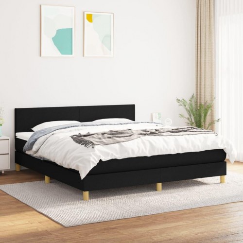 Kontinentalseng med madras 180×200 cm - stof, sort