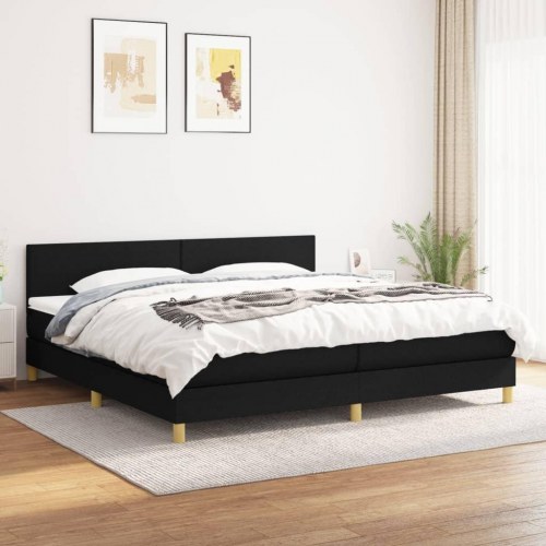 Kontinentalseng med madras 200x200 cm - stof, sort