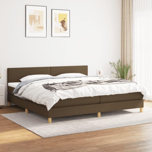 Kontinentalseng med madras 200x200 cm - stof, mørkebrun