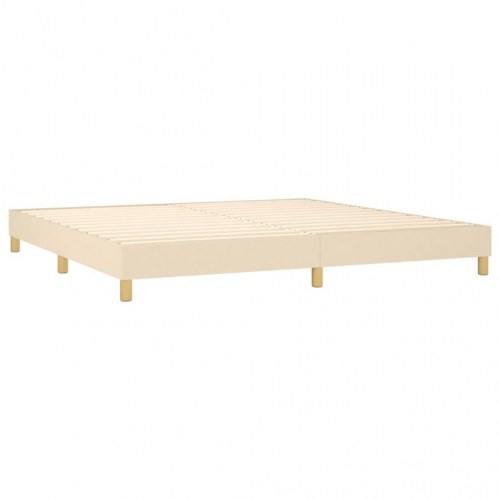 Kontinentalseng med madras 200x200 cm - stof, cremefarvet