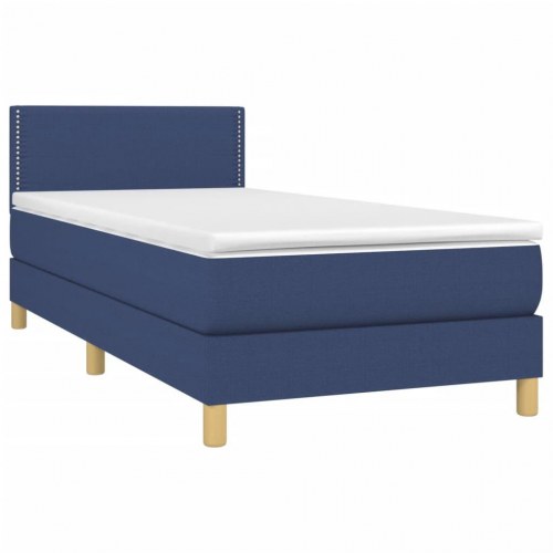 Kontinentalseng med madras 80x200 cm stof blå
