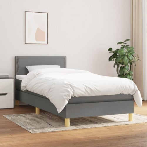 Kontinentalseng med madras 100×200 cm - stof, mørkegrå