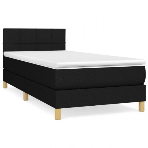 Kontinentalseng med madras 90×200 cm - stof, sort