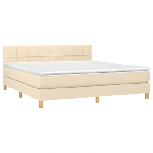 Kontinentalseng med madras 160×200 cm - stof, cremefarvet