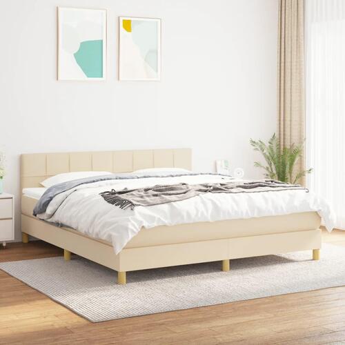 Kontinentalseng med madras 180x200 cm stof cremefarvet