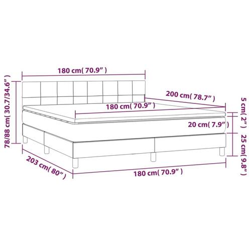 Kontinentalseng med madras 180x200 cm stof cremefarvet