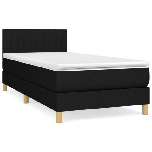 Kontinentalseng med madras 100×200 cm - stof, sort