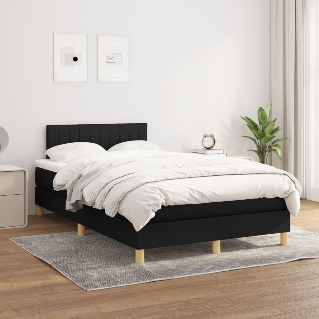 Kontinentalseng med madras 120x200 cm - stof, sort