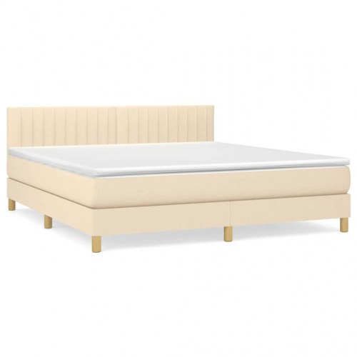 Kontinentalseng med madras 160×200 cm - stof, cremefarvet