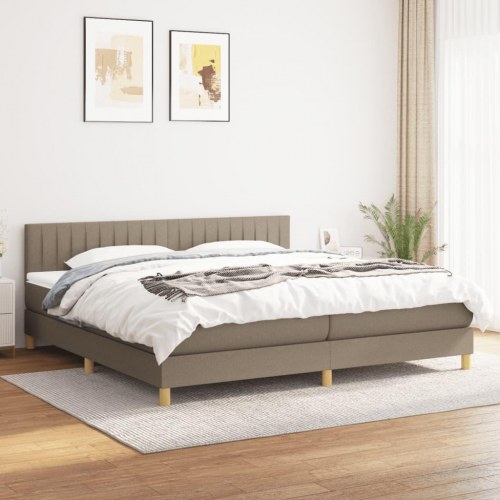 Kontinentalseng med madras 200x200 cm - stof, gråbrun