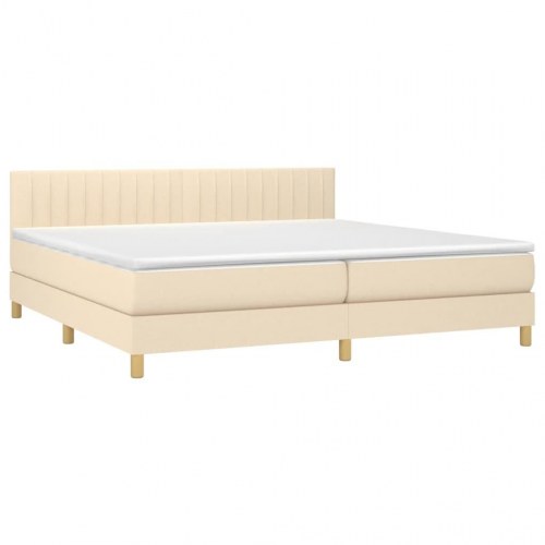 Kontinentalseng med madras 200x200 cm - stof, cremefarvet