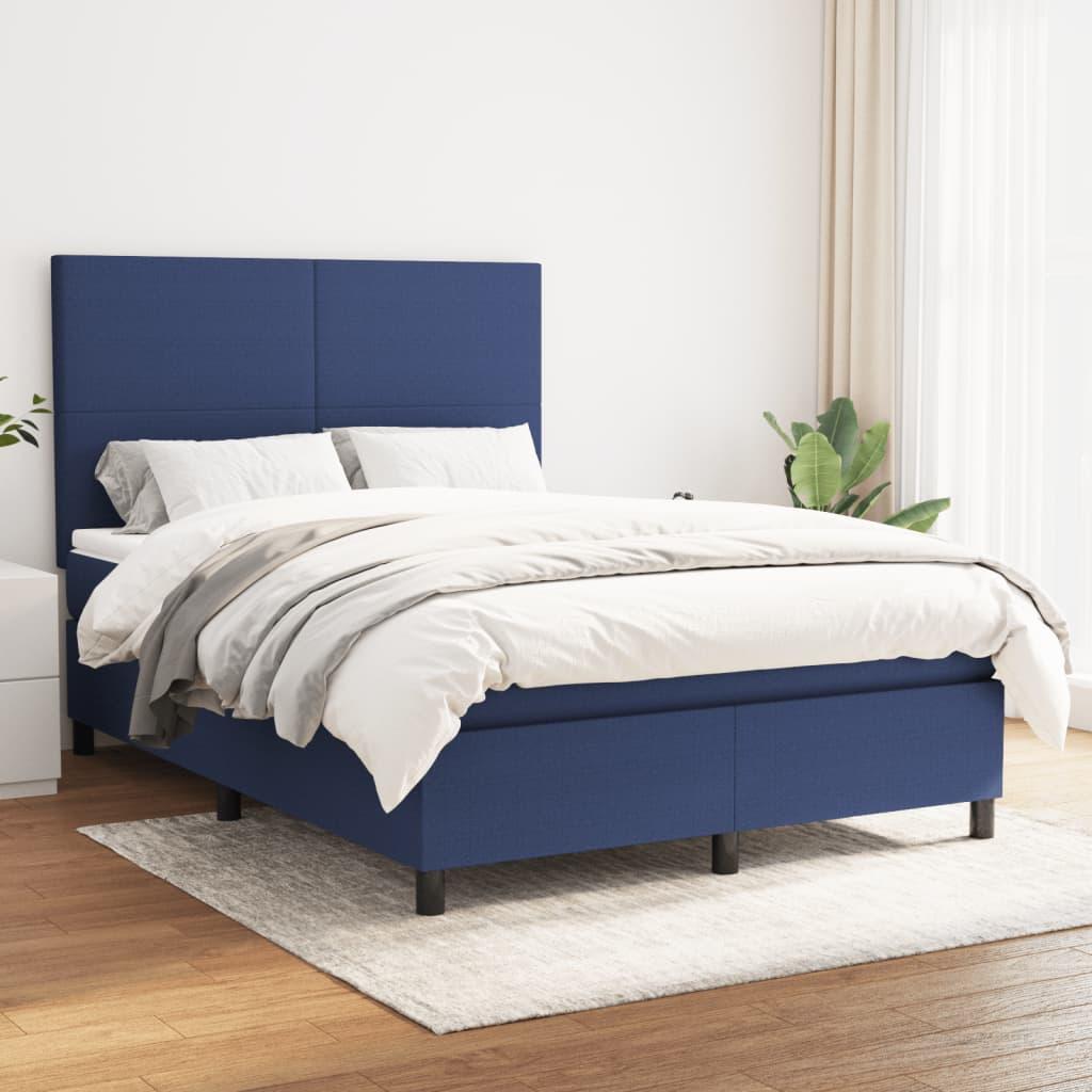 Kontinentalseng med madras 140×190 cm - stof, blå