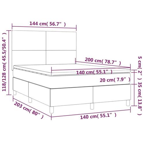 Kontinentalseng med madras 140x200 cm stof cremefarvet