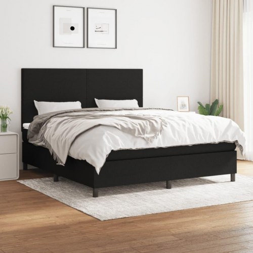 Kontinentalseng med madras 160×200 cm - stof, sort