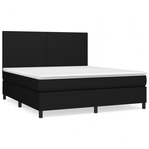 Kontinentalseng med madras 160×200 cm - stof, sort