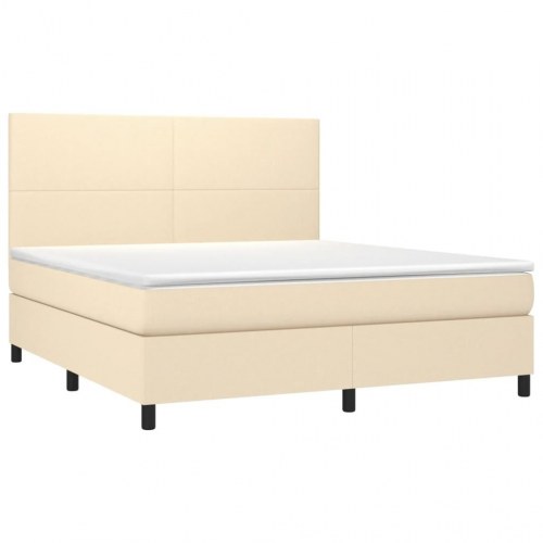 Kontinentalseng med madras 180x200 cm - stof, cremefarvet