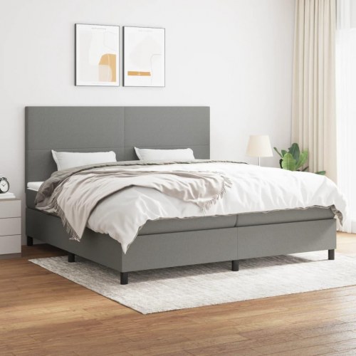 Kontinentalseng med madras 200×200 cm - stof, mørkegrå