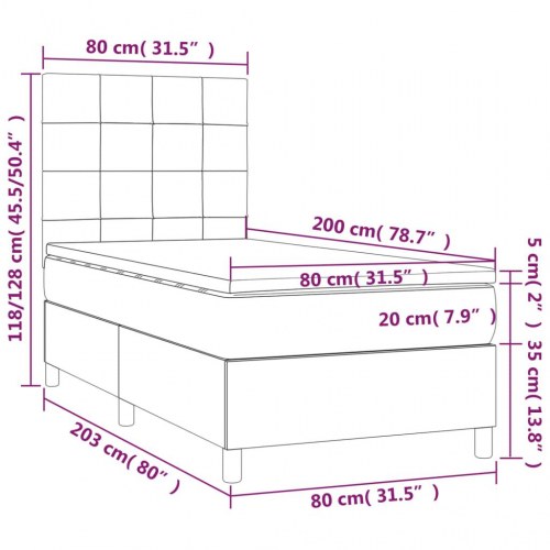 Kontinentalseng 80×200 cm i stof - lysegrå, mellemhård