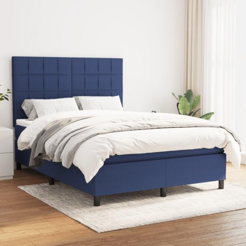 Kontinentalseng med madras 140×190 cm - stof, blå